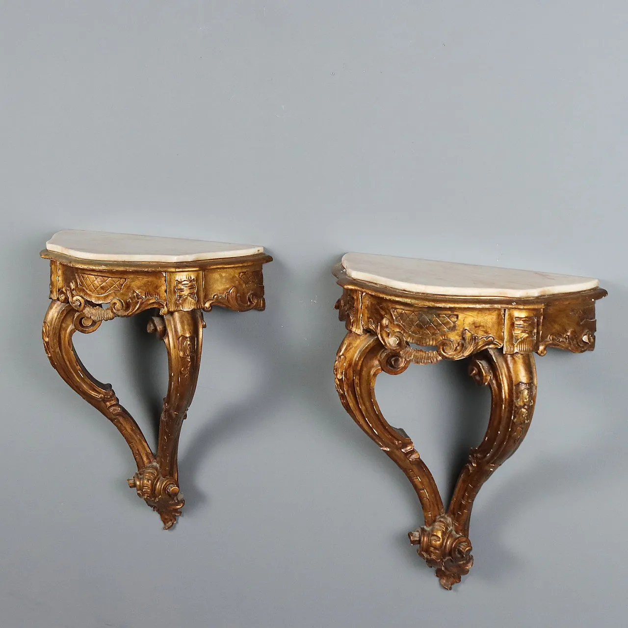 Drop-shaped console in gilded wood, 19th century 3