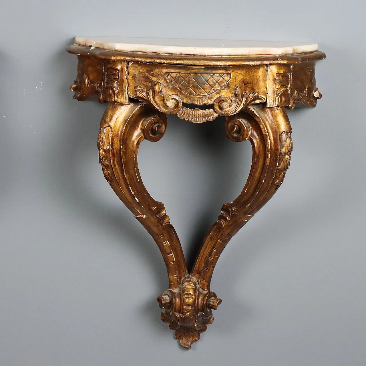 Drop-shaped console in gilded wood, 19th century 4