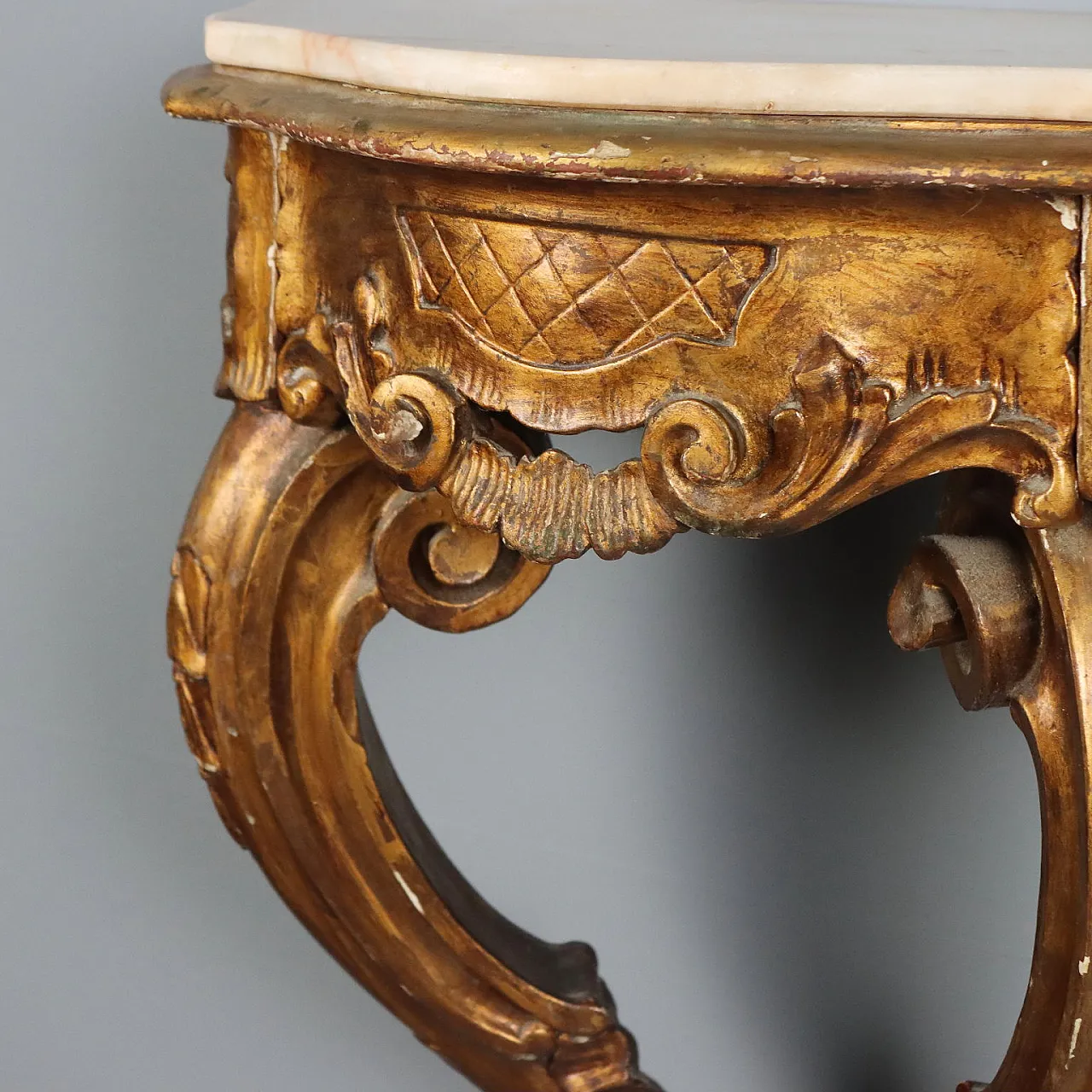 Drop-shaped console in gilded wood, 19th century 6