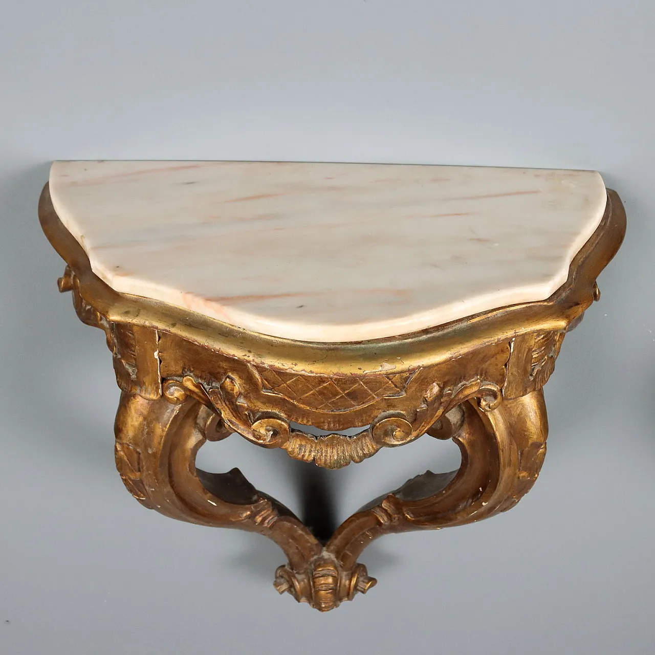 Drop-shaped console in gilded wood, 19th century 10