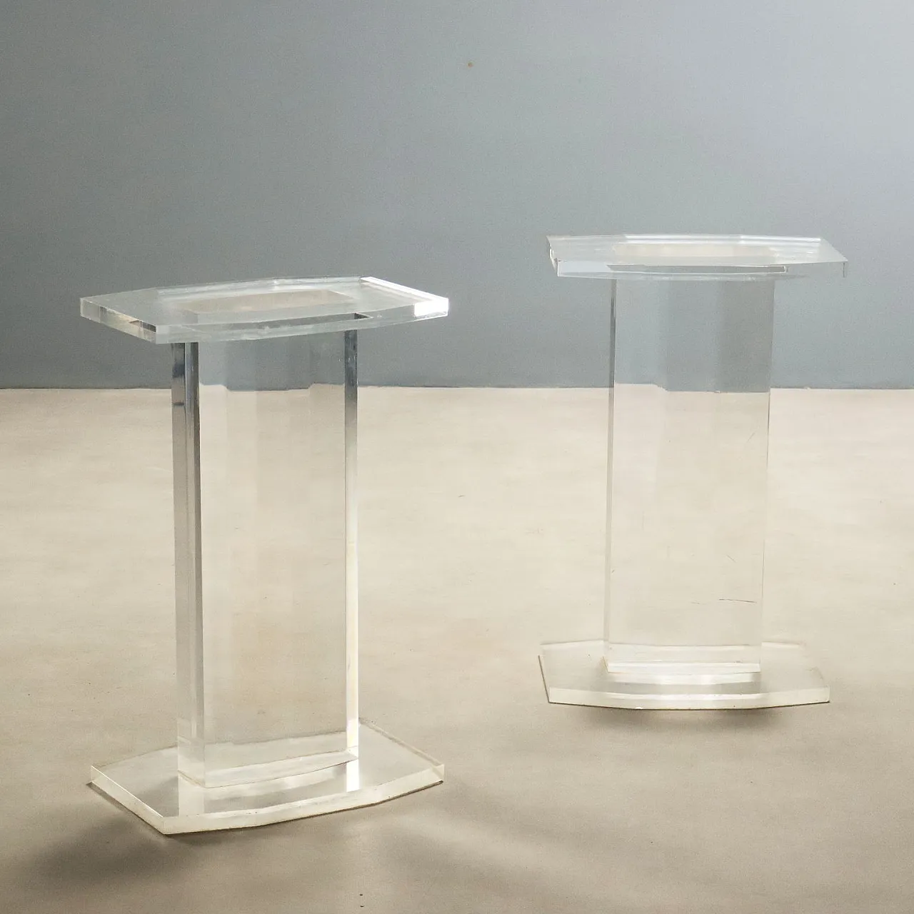 Pair of plexiglas columns, 1980s 1