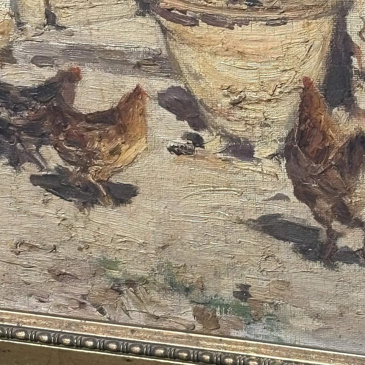 Antique oil painting on canvas popular court scene from the early 1900s, size 40 5