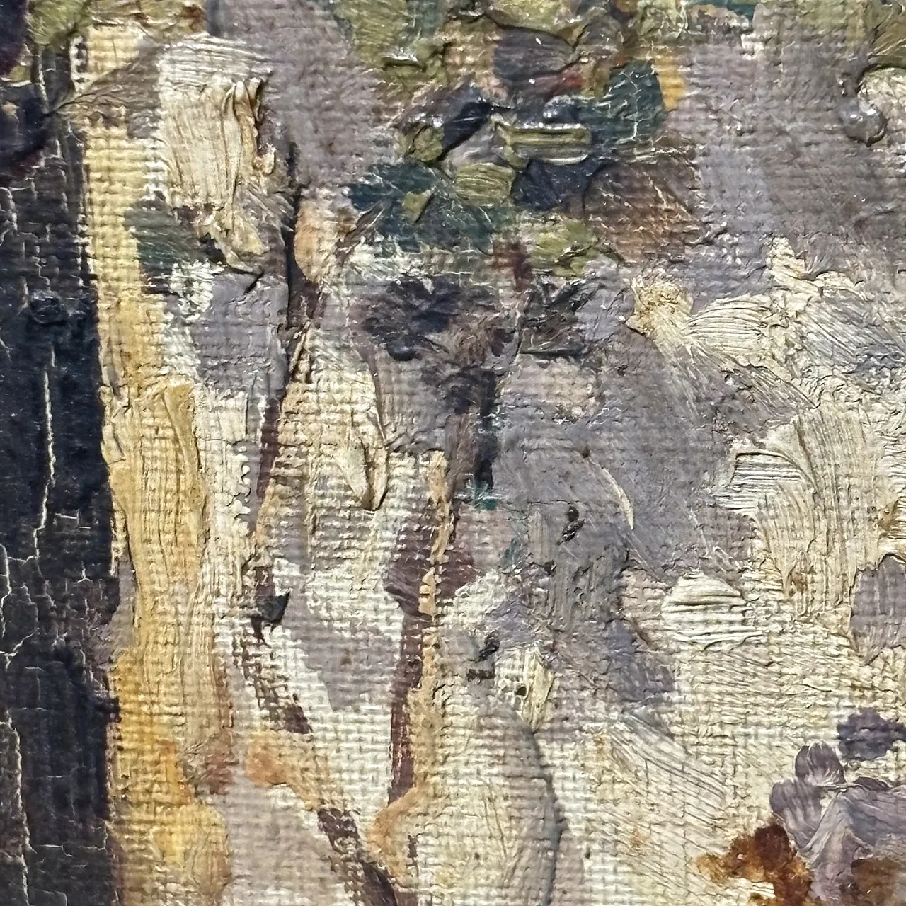 Antique oil painting on canvas popular court scene from the early 1900s, size 40 9