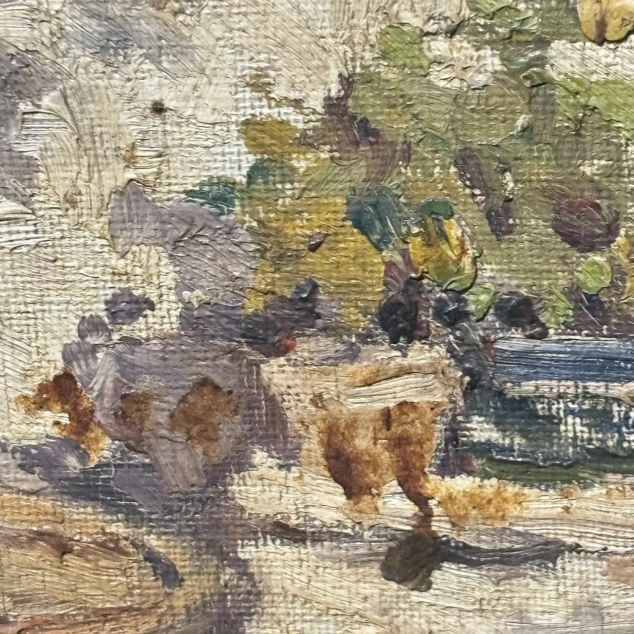 Antique oil painting on canvas popular court scene from the early 1900s, size 40 10