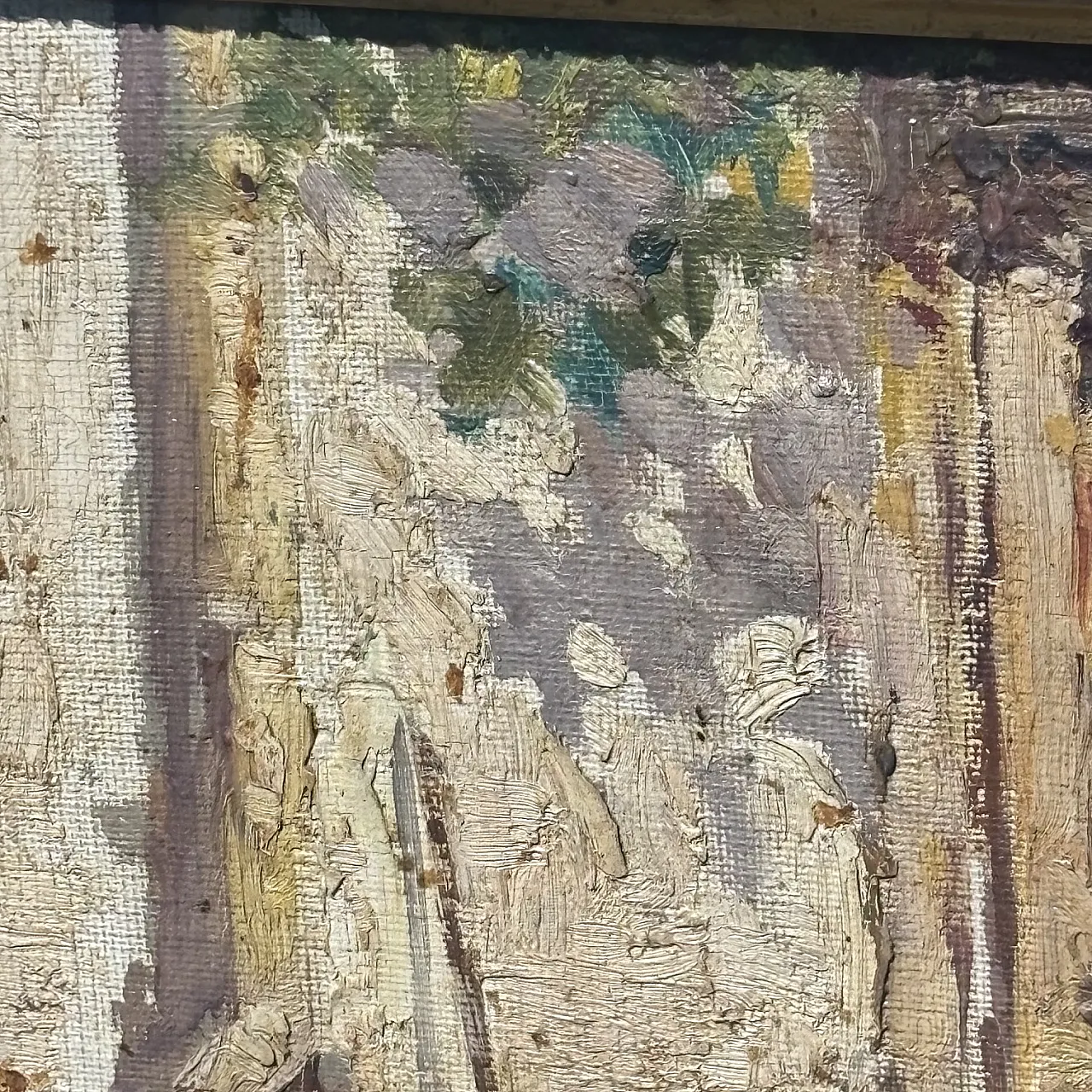 Antique oil painting on canvas popular court scene from the early 1900s, size 40 11