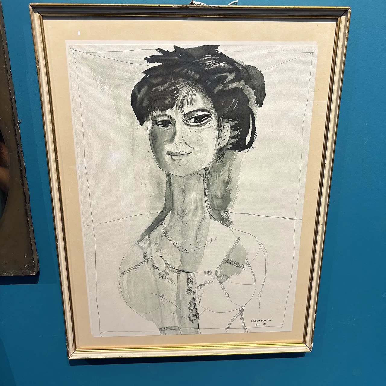 Dipinto Acquarello Bruno Cassinari “Volto di donna“, 1961 1