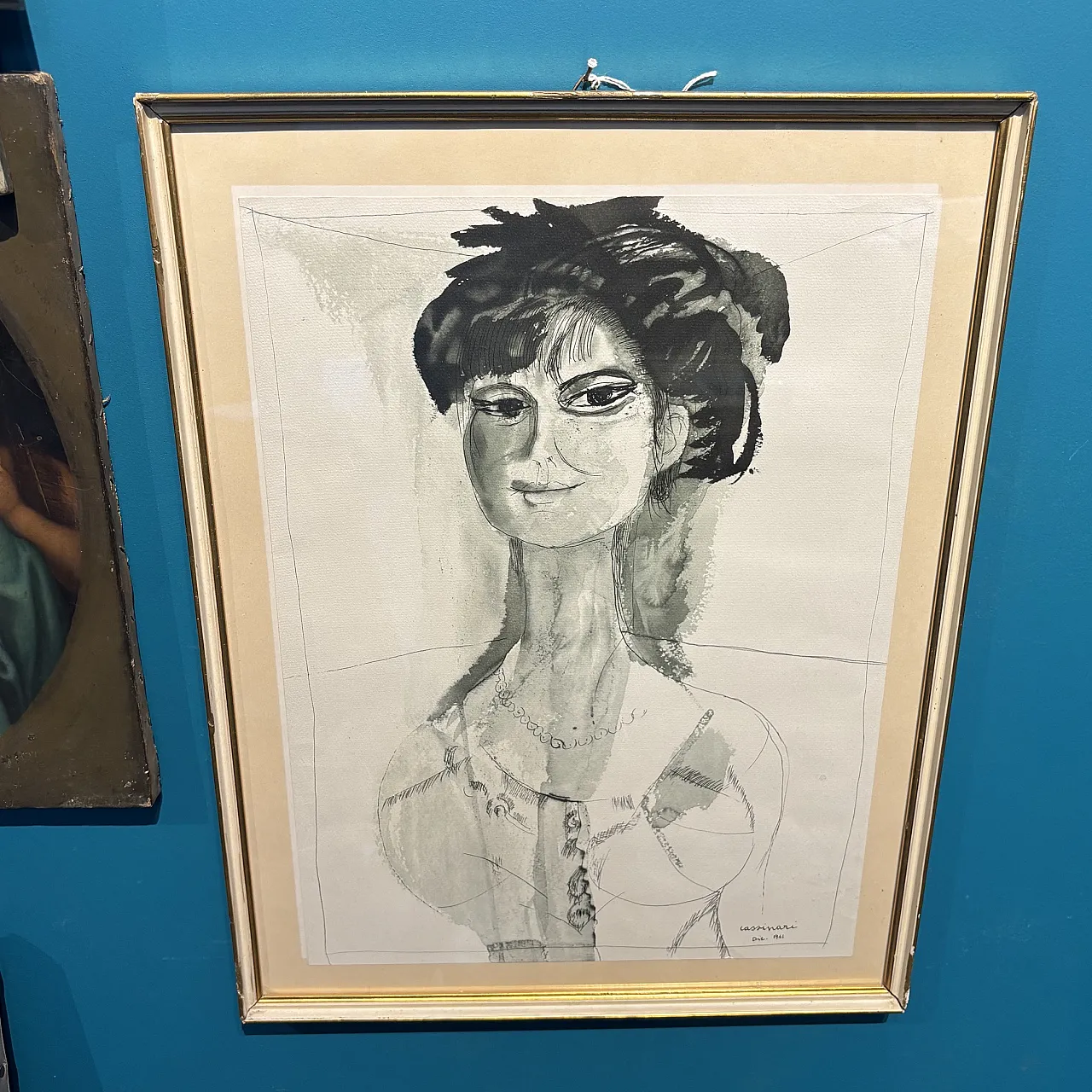 Dipinto Acquarello Bruno Cassinari “Volto di donna“, 1961 6