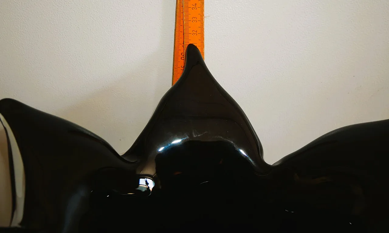 Vaso a fazzoletto in vetro di Murano nero, anni '70 8