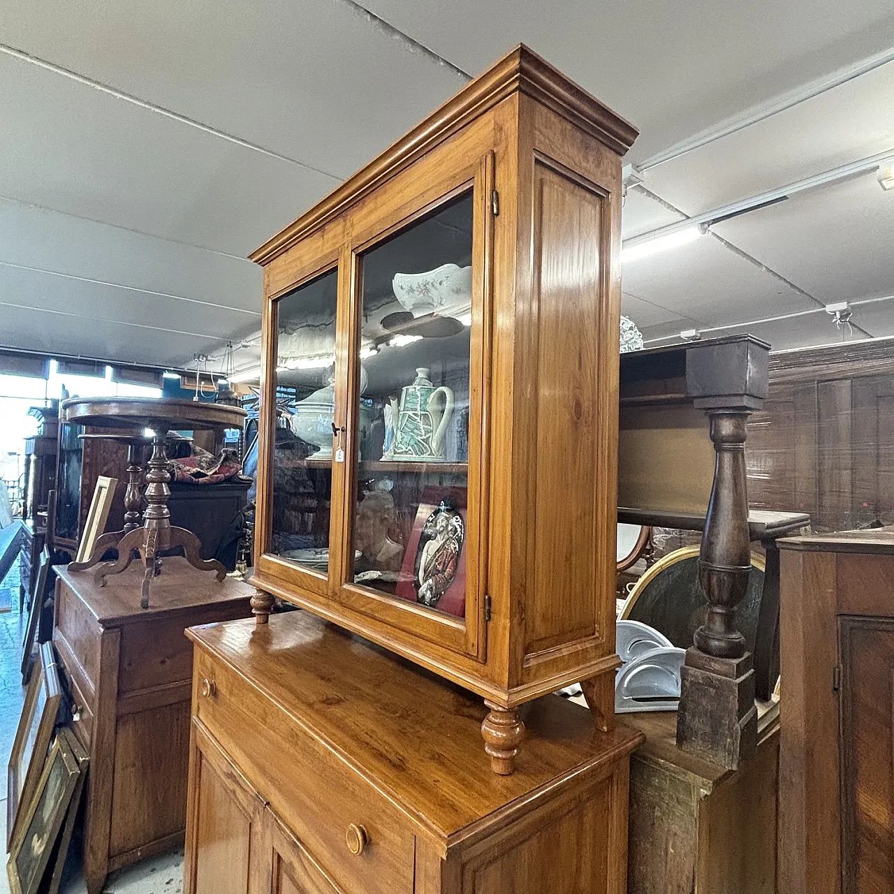 Double body sideboard in solid cherry wood Tuscany, early 19th century 6