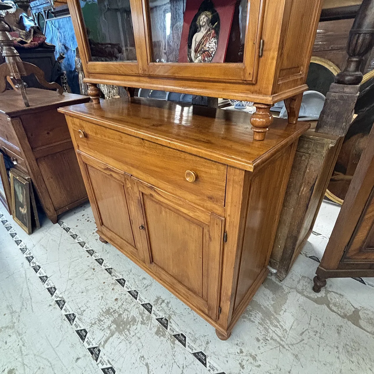 Double body sideboard in solid cherry wood Tuscany, early 19th century 9