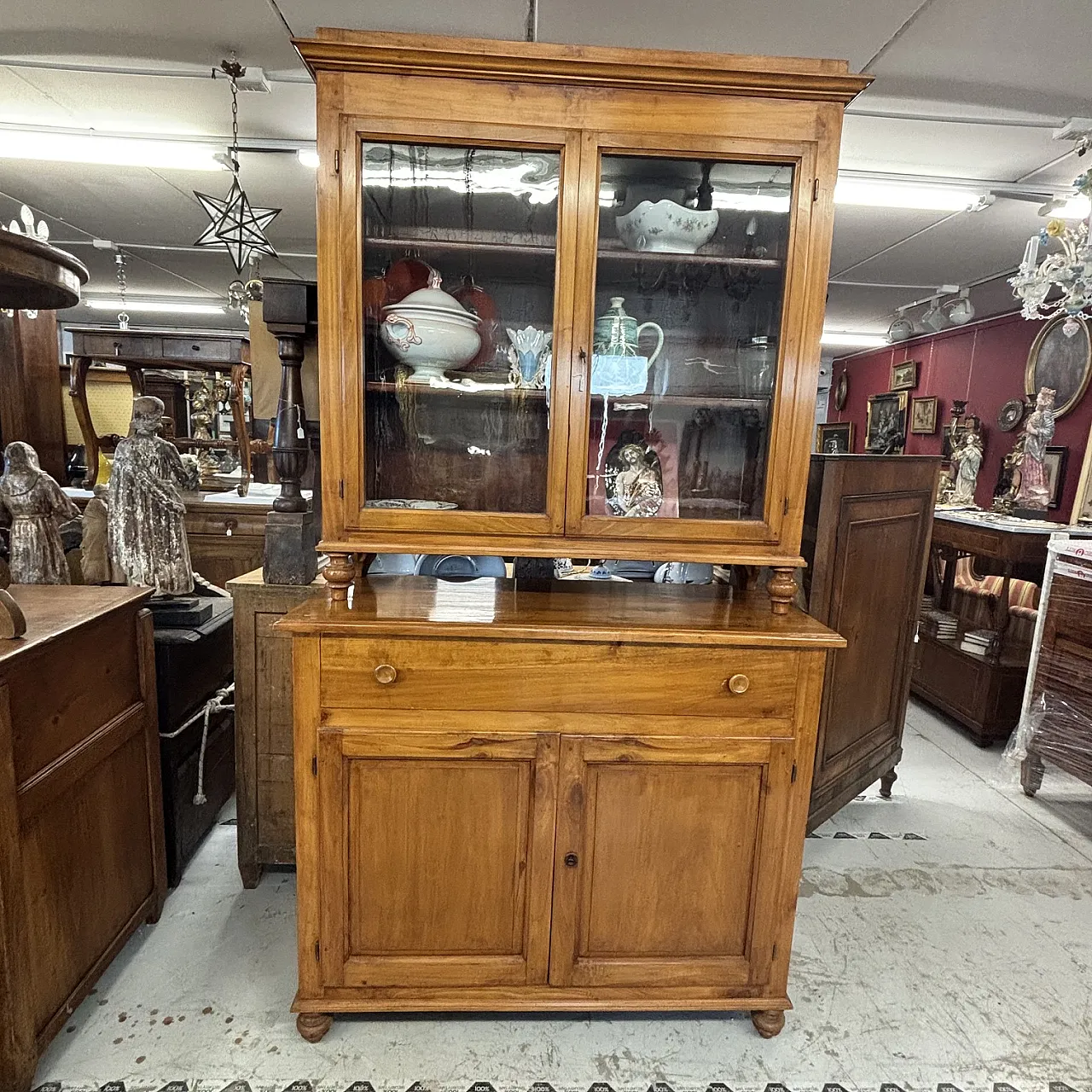 Double body sideboard in solid cherry wood Tuscany, early 19th century 10