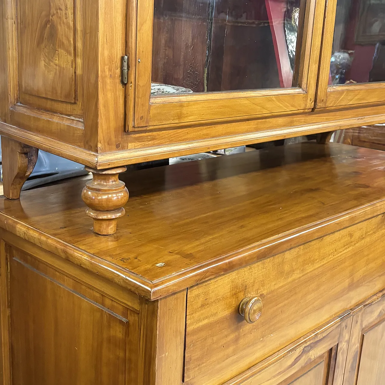 Double body sideboard in solid cherry wood Tuscany, early 19th century 12