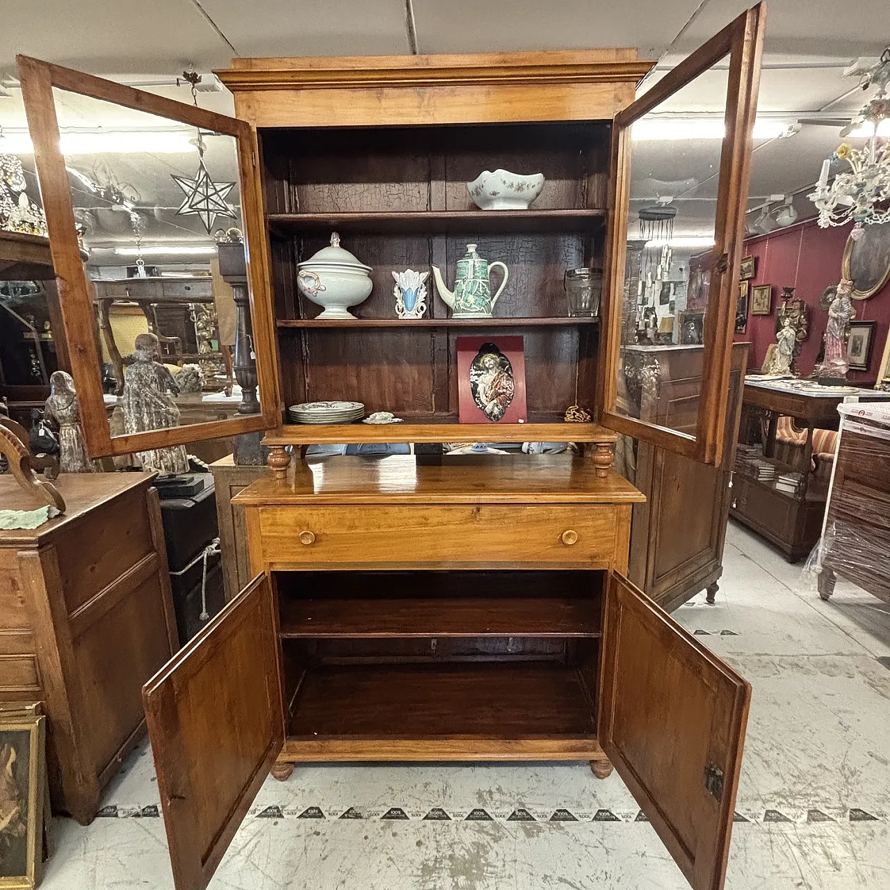 Double body sideboard in solid cherry wood Tuscany, early 19th century 20