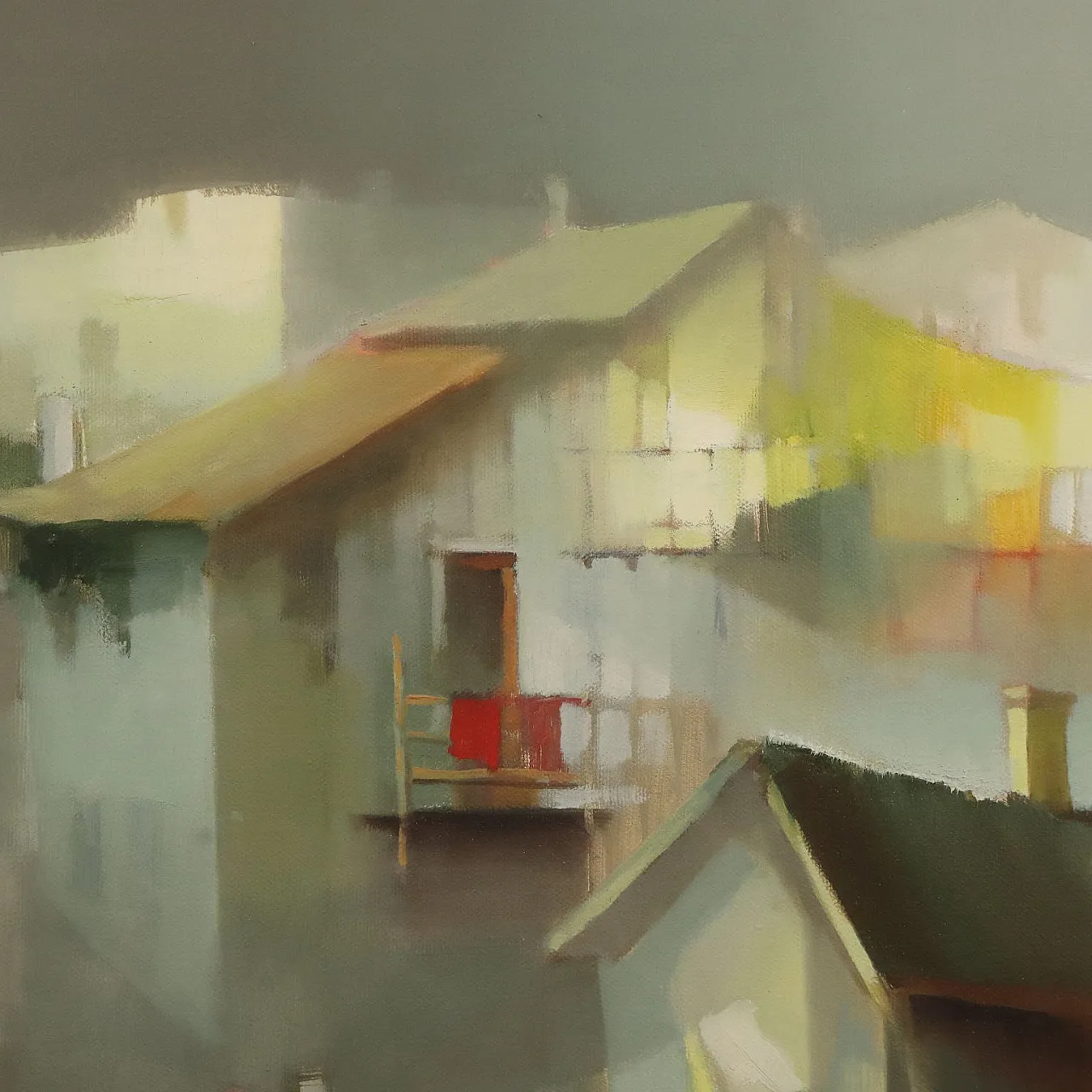 Painting by Davide Roncarà, Towards Bormio, 1980s 4