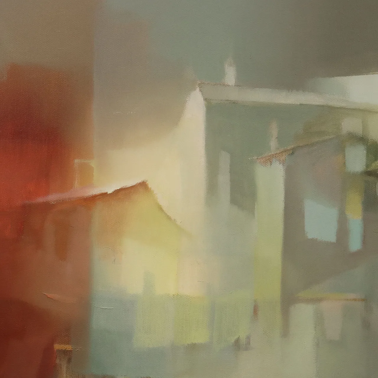 Painting by Davide Roncarà, Towards Bormio, 1980s 7