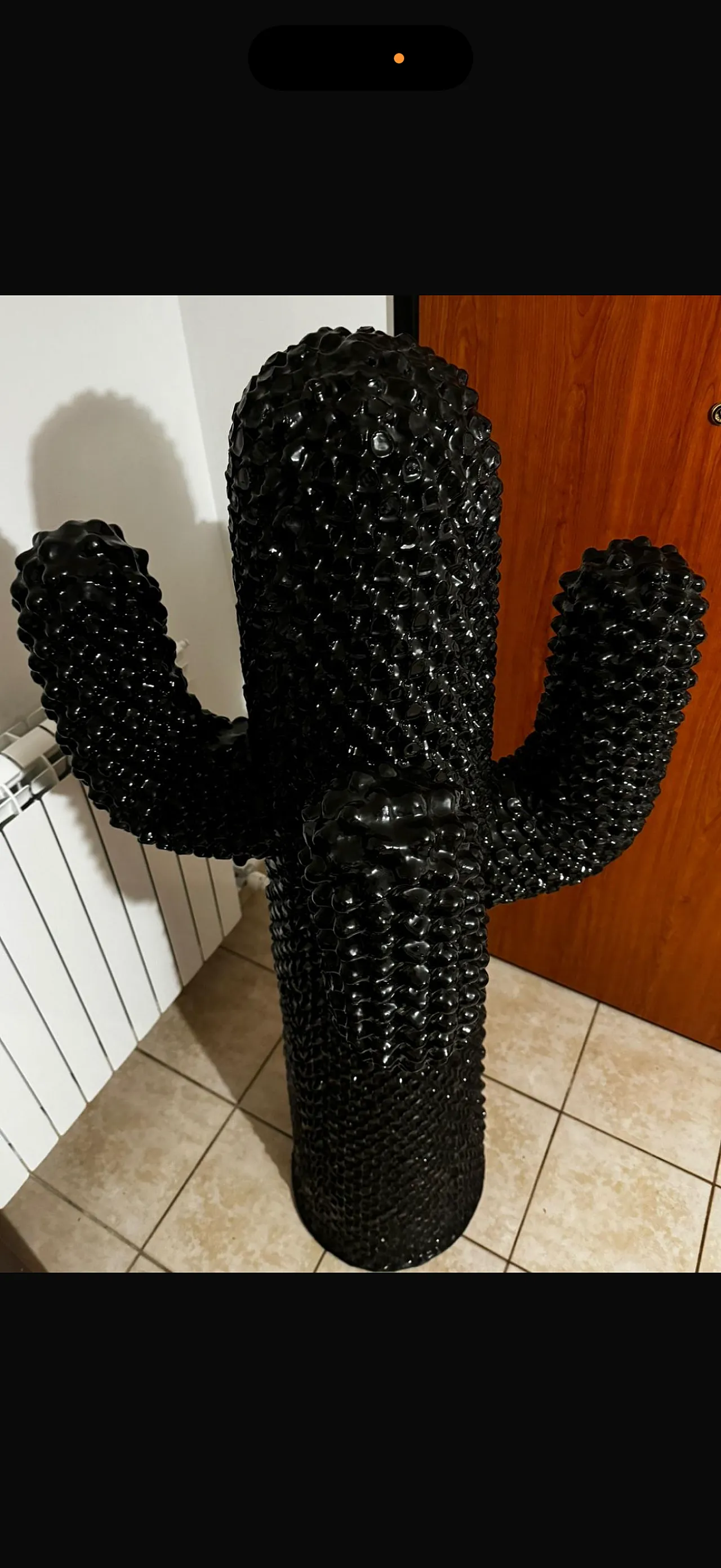 Black Cactus cloth hanger by Gufram in ceramic, 1980s 2