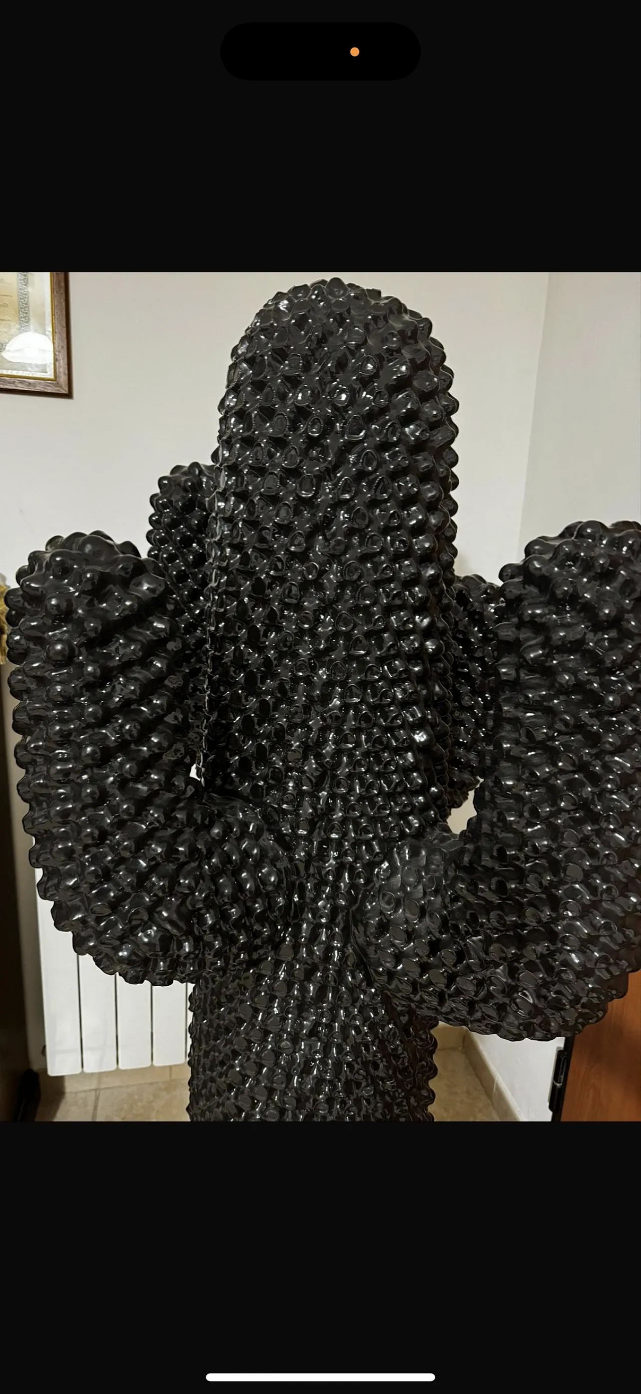 Black Cactus cloth hanger by Gufram in ceramic, 1980s 3