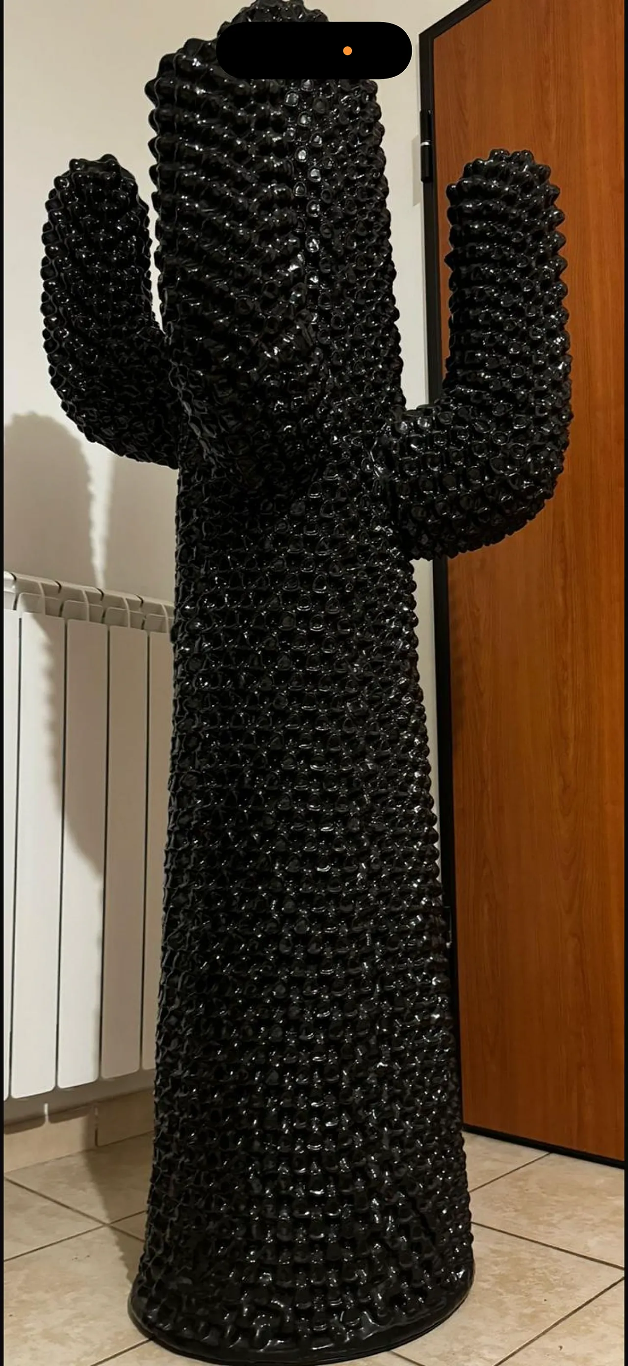 Black Cactus cloth hanger by Gufram in ceramic, 1980s 4