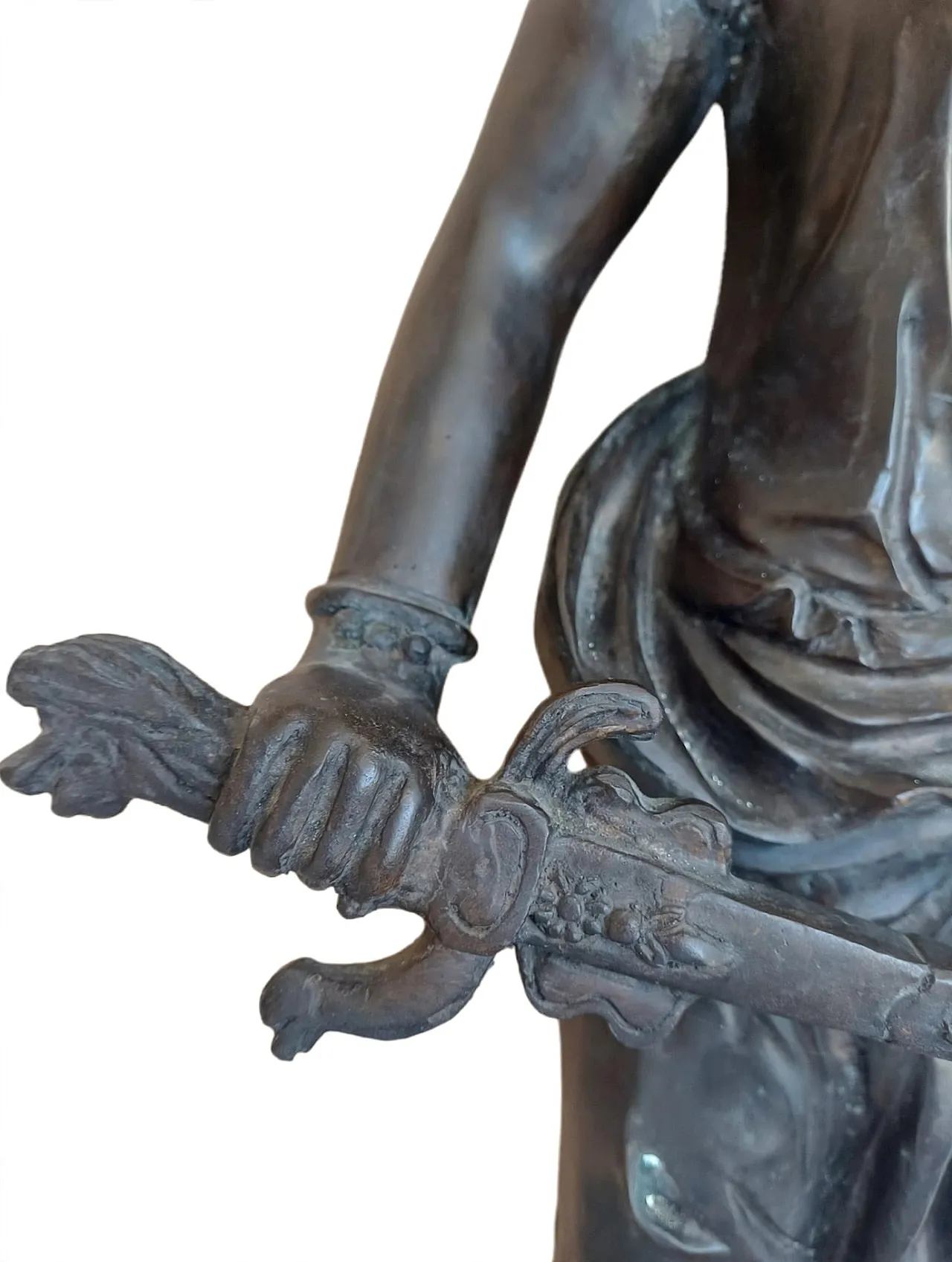 Large bronze sculpture with marble base, late 19th century. 3