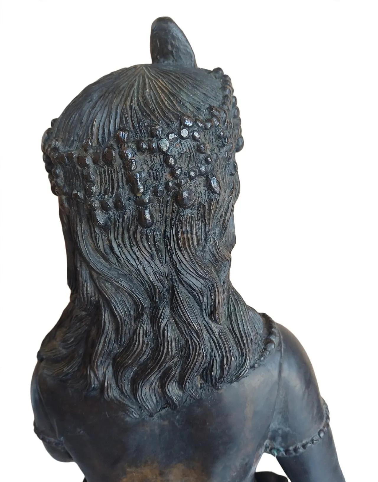 Large bronze sculpture with marble base, late 19th century. 4