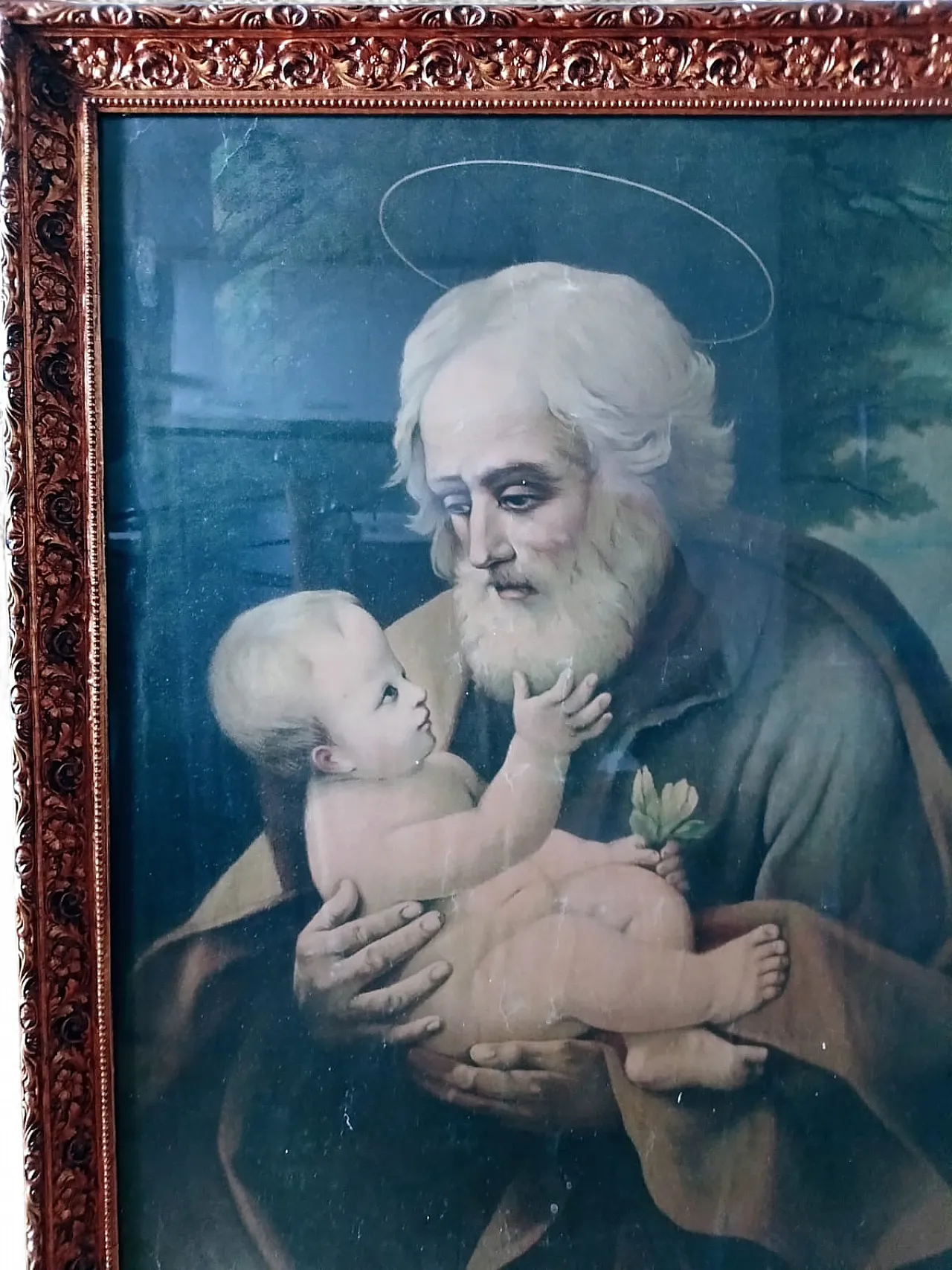 Devotional painting of Saint Joseph with the Baby Jesus, 19th century 8
