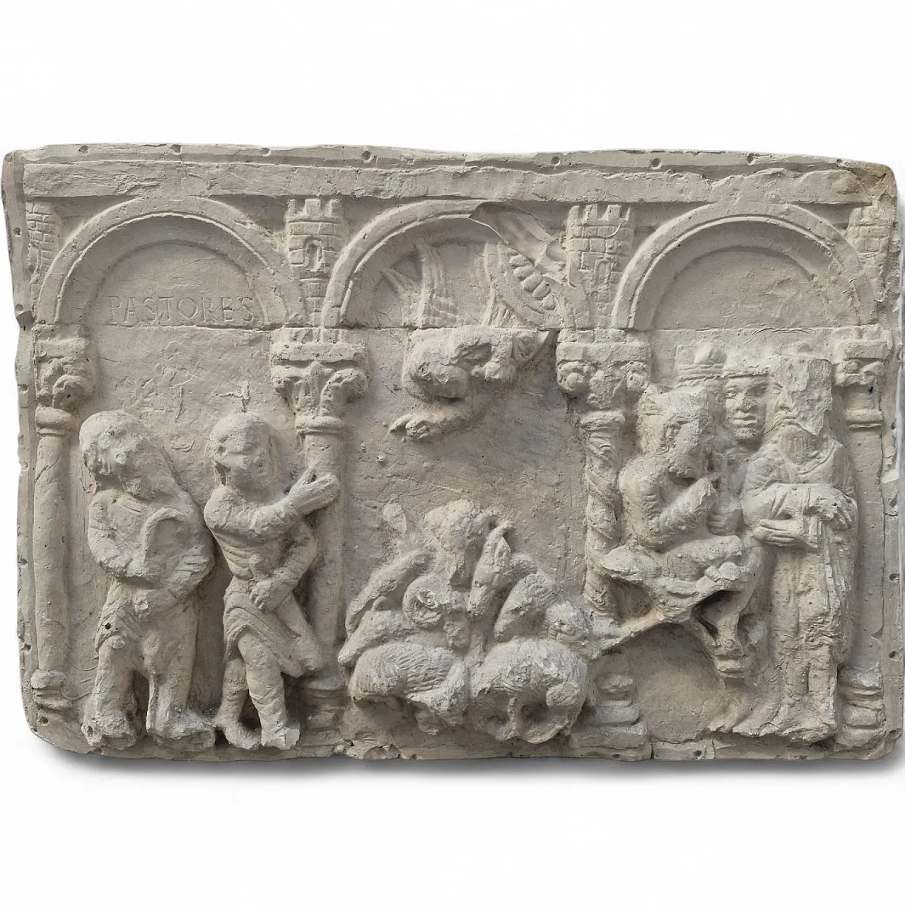 Adoration of the shepherds and the Magi reinforced plaster relief 7