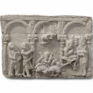 Adoration of the shepherds and the Magi reinforced plaster relief