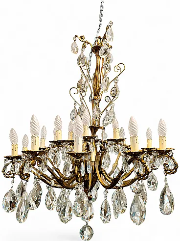 King Umberto di Savoia chandelier with 18 lights in bronze, 19th c.