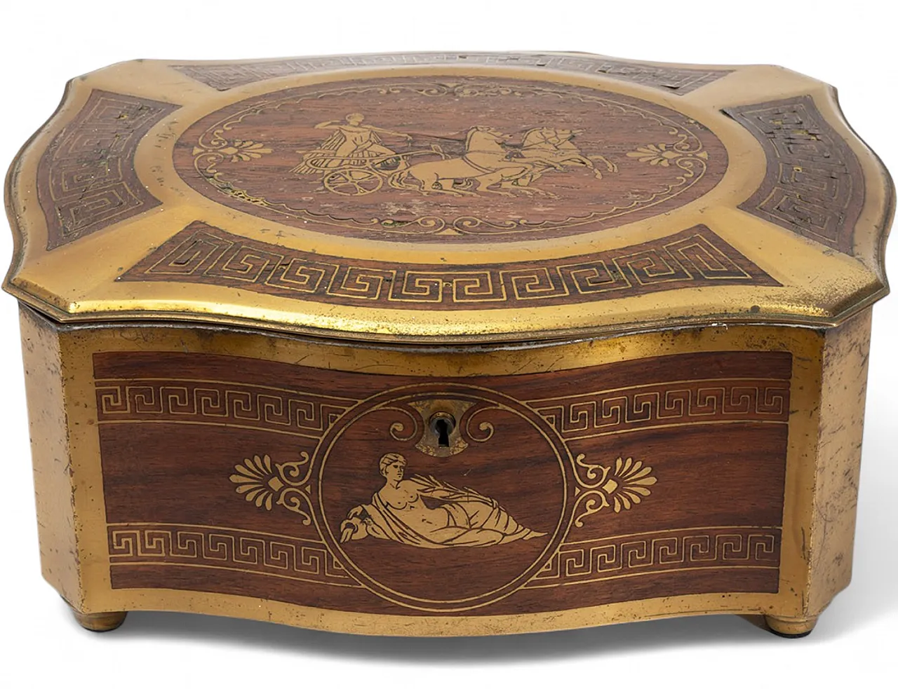 Jewelry box in fine exotic wood and gilded bronze, 19th century 6