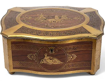Jewelry box in fine exotic wood and gilded bronze, 19th century