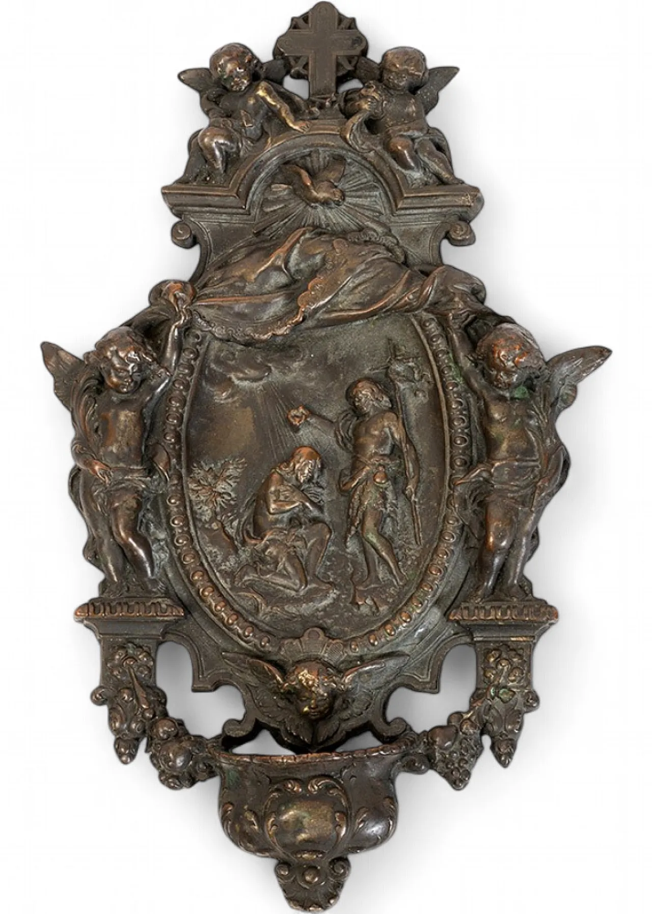 Embossed copper stoup depicting the Baptism of Christ, 19th c. 6