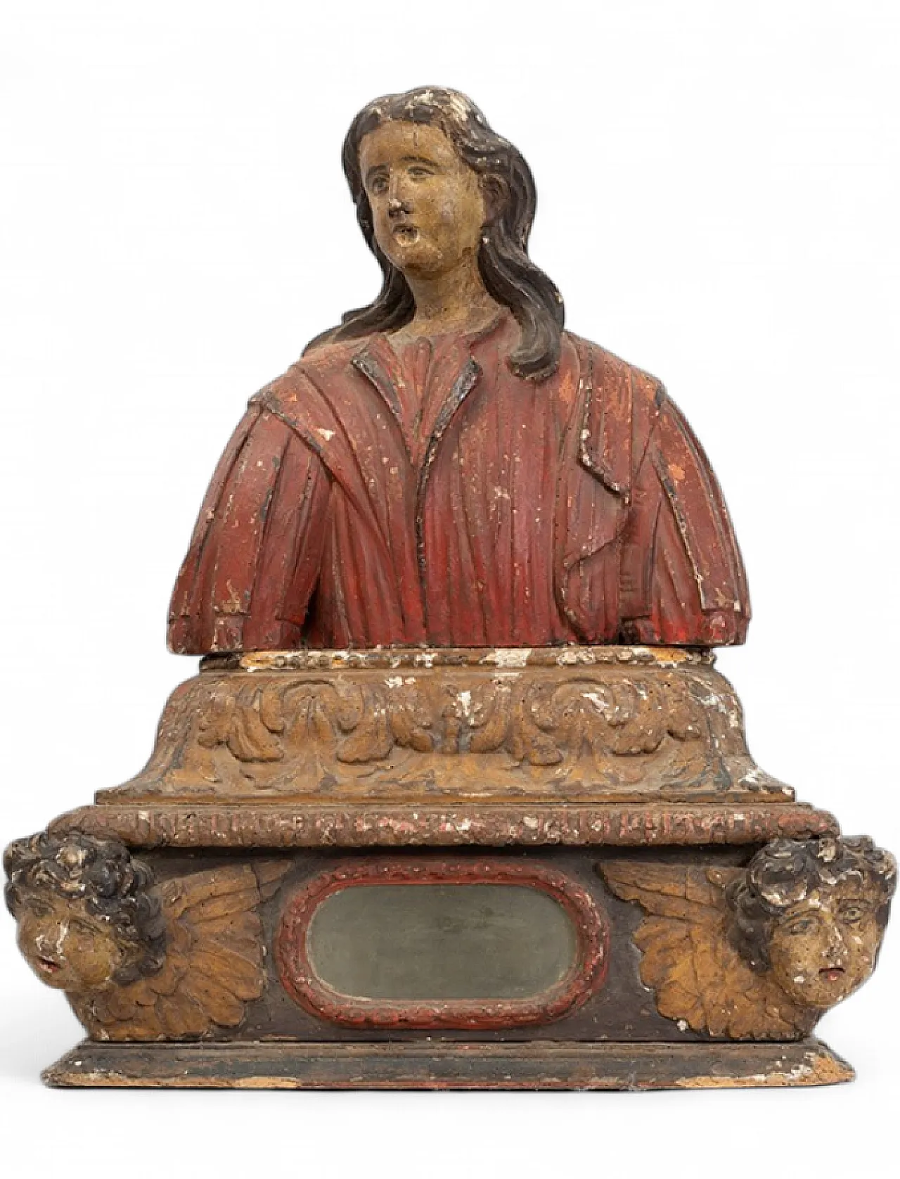 Reliquary bust in polychrome wood, end of the 15th century 6