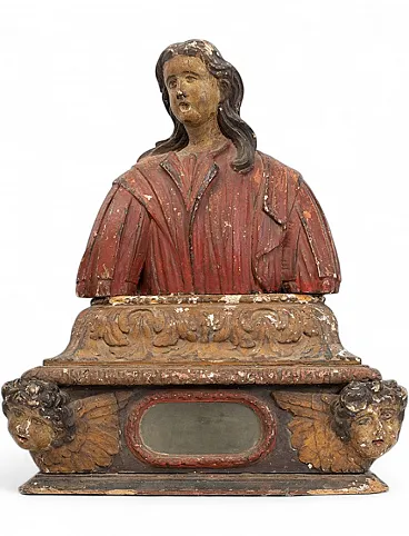 Reliquary bust in polychrome wood, end of the 15th century