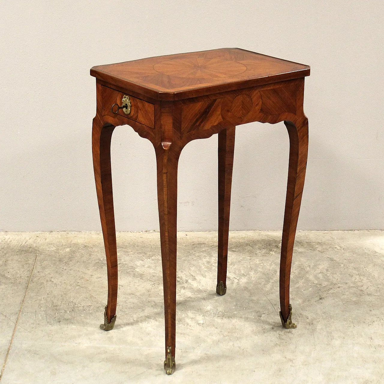 Tavolino intarsiato Napoleone III '800 1