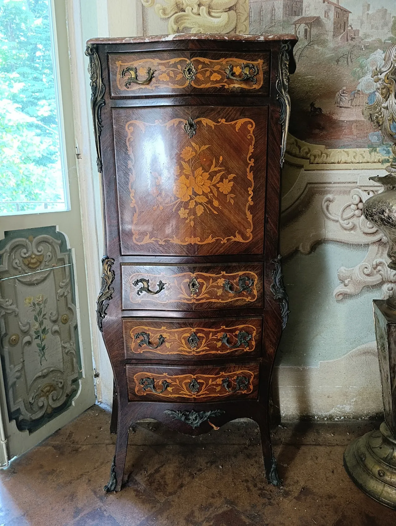 Rare pair of folding secretaires in Louis XV style, 19th century 5
