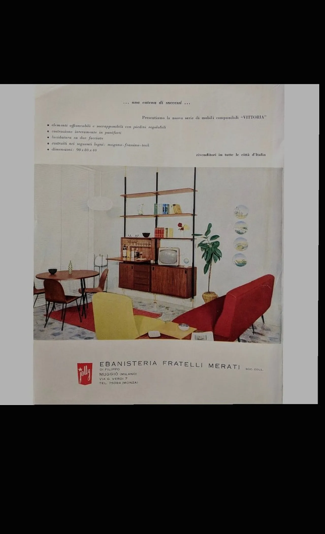 Libreria modulare Jolly di Ebanisteria F.lli Merati, anni '60 12