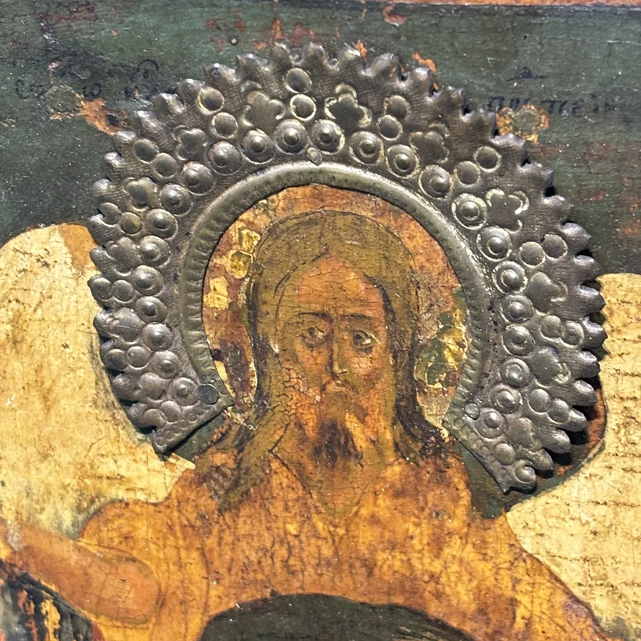 Orthodox icon with Saint John the Baptist Angel in the desert, 18th c. 4