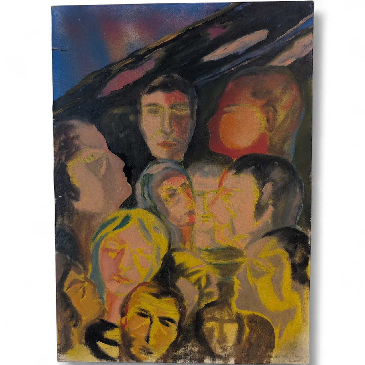 Olio su tela espressionista di Luciano De Vita, 1975, firmato 9