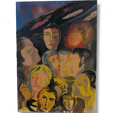 Olio su tela espressionista di Luciano De Vita, 1975, firmato