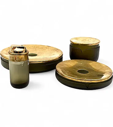 Yellow Murano glass smoking set, VeArt, Italy 1970