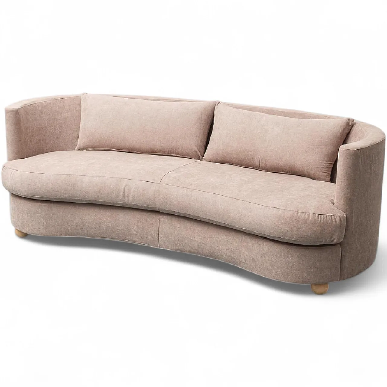 Curved sofa in brown fabric, 70s design 13