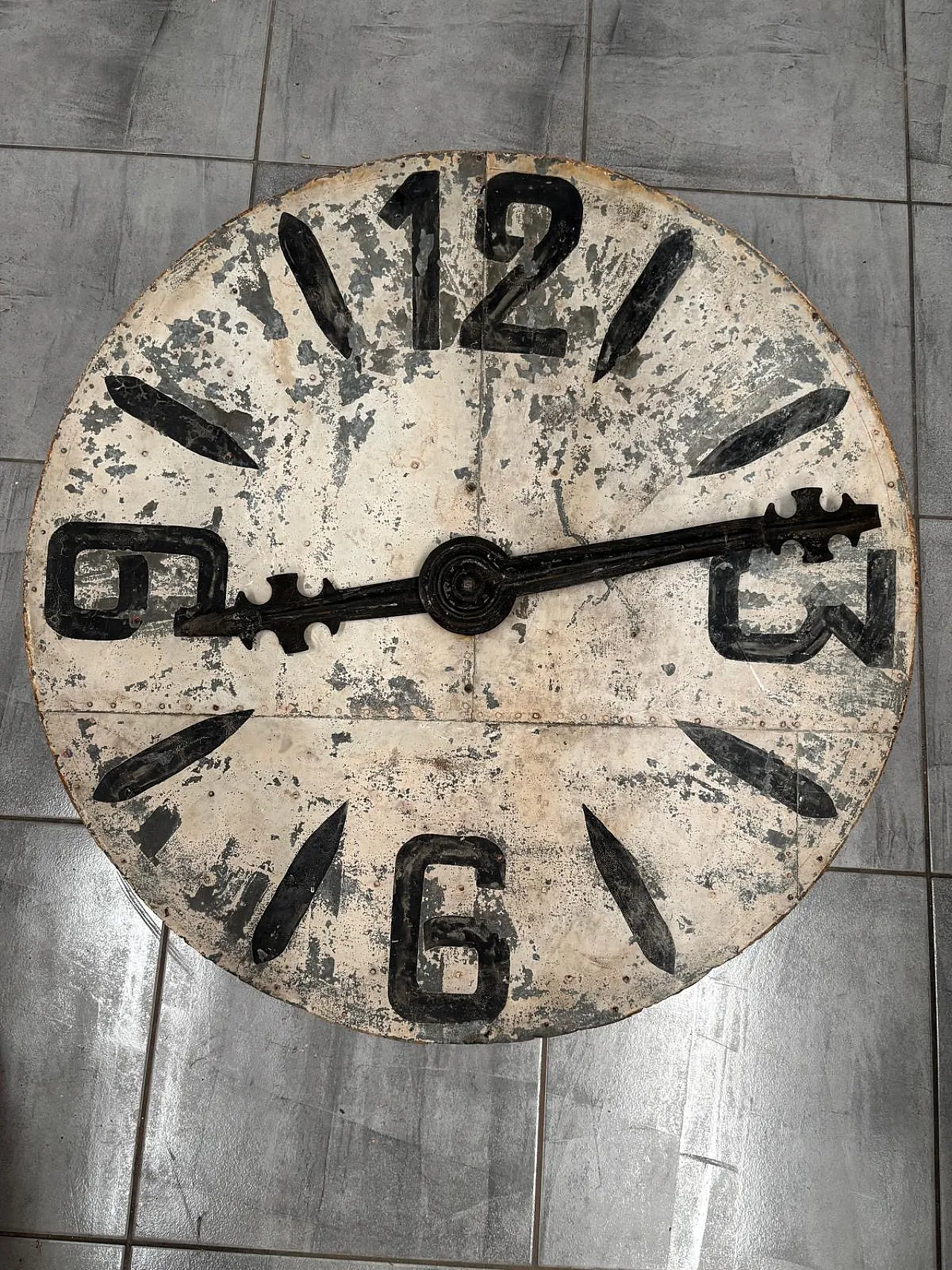 Tower clock in wood and galvanized sheet metal, 20th century 1