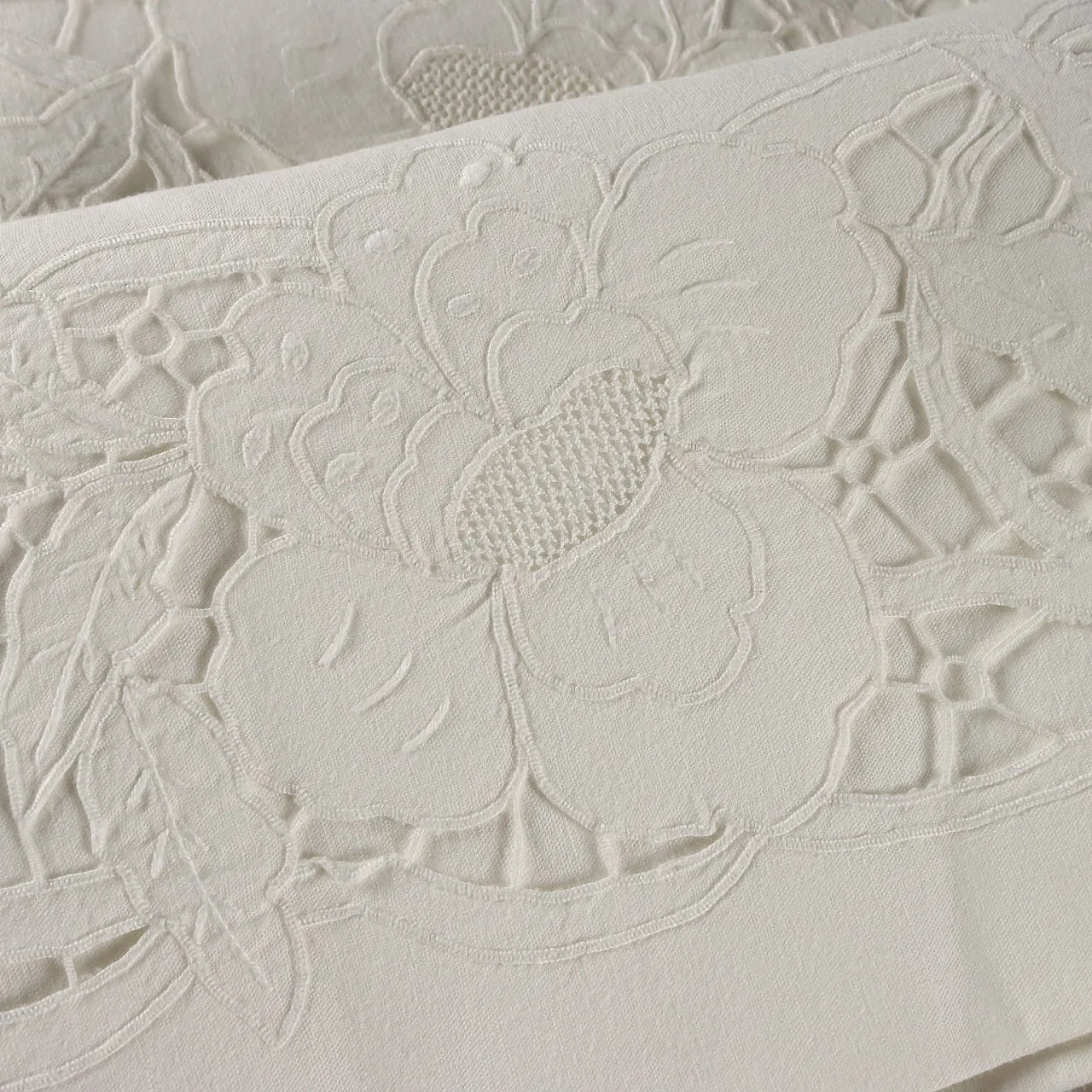 Lenzuolo matrimoniale in cotone con 2 federe, primo '900 4