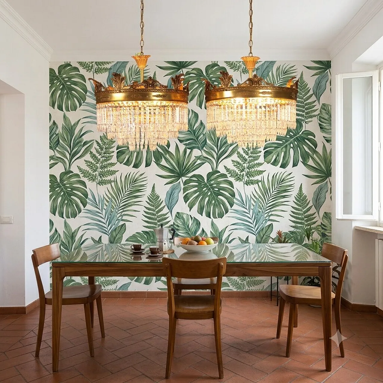 Coppia di lampadari stile Impero in metallo dorato, primo '900 2