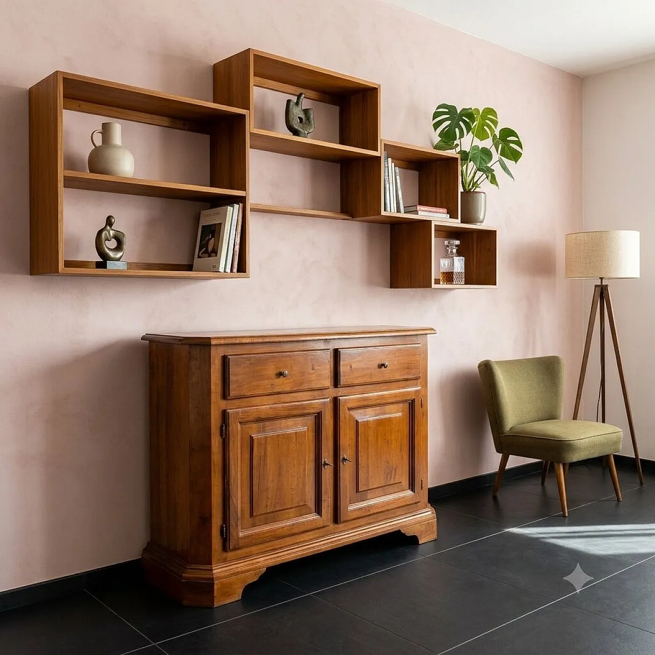 Credenza in noce scantonata, '900 2