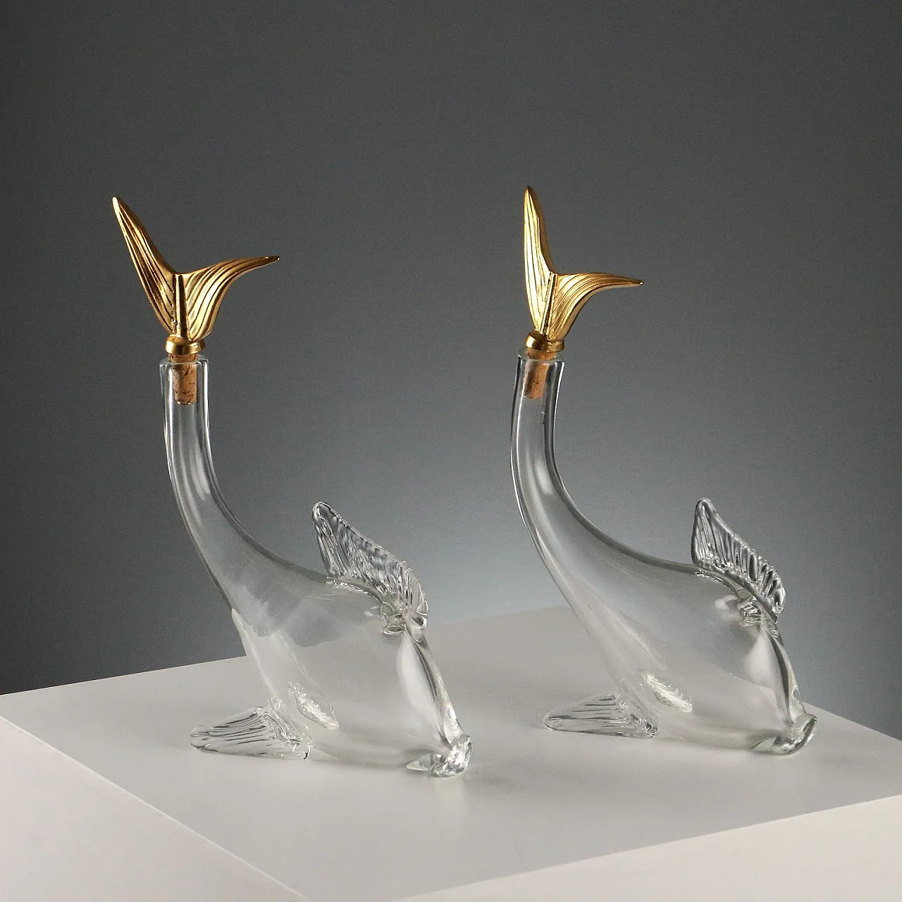 Coppia di decanter in vetro, Manifattura di Murano, '900 1