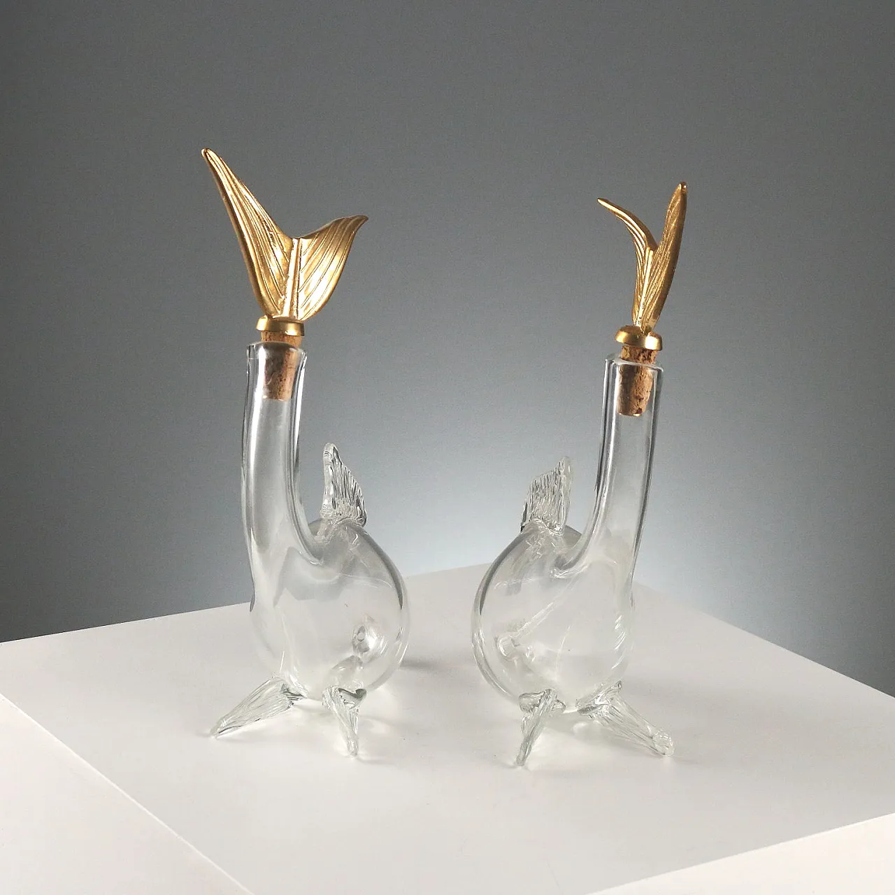 Coppia di decanter in vetro, Manifattura di Murano, '900 3