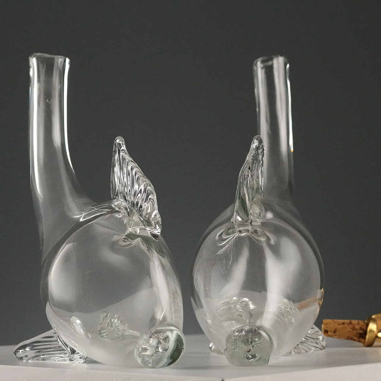 Coppia di decanter in vetro, Manifattura di Murano, '900 9