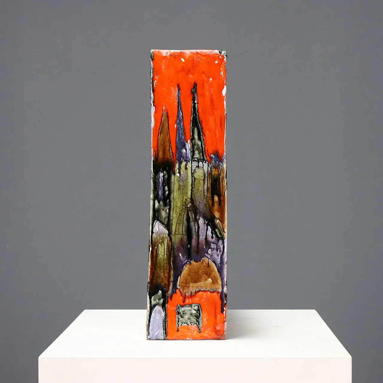 Vaso in ceramica decorato a smalti Elio Schiavon, '900 5
