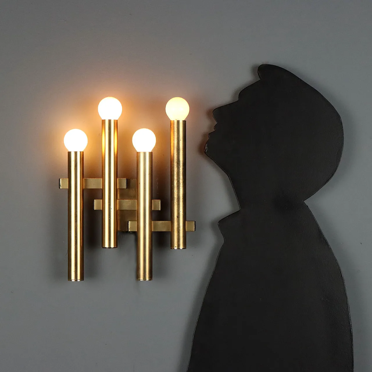 Lampada in metallo ottonato, anni '60 2